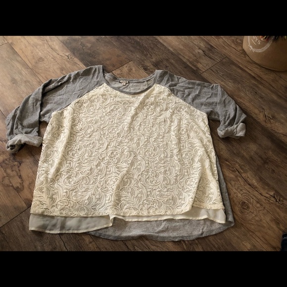 Lace & Sweatshirt Blouse - Picture 2 of 4